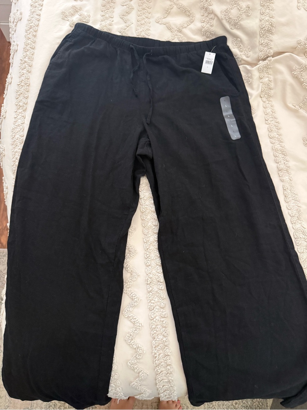 GAP Black Pull-On Wide-Leg Pants Size L